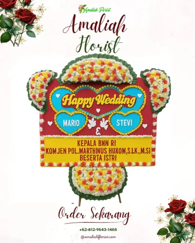 Karangan Papan Bunga Pernikahan di Kaligayam